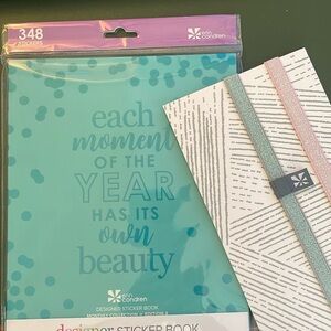 Erin Condren designer sticker book and elastic pen holders.